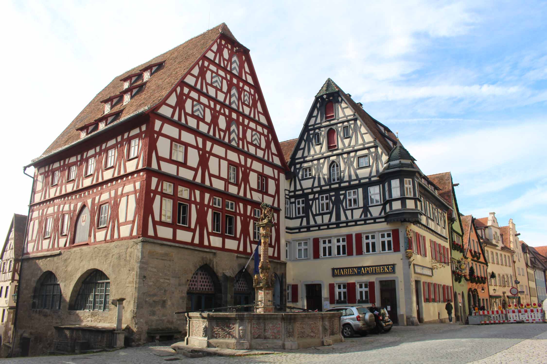 Rothenburg ob der Tauber, maisons à colombage Fleisch und Tanzhaus