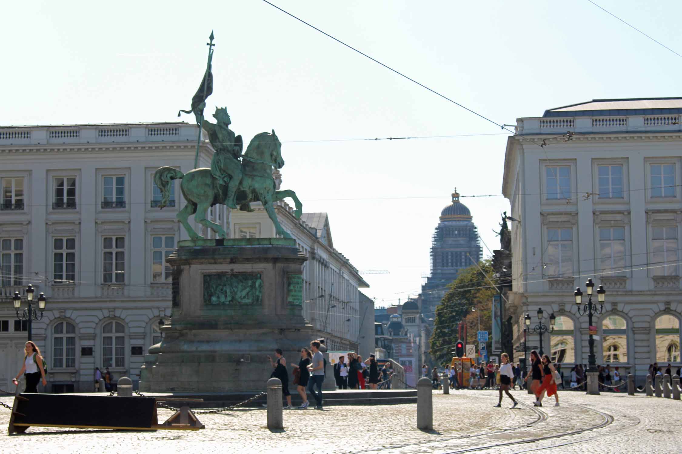 Bruxelles, Place royale, statue de Godefroid de Bouillon