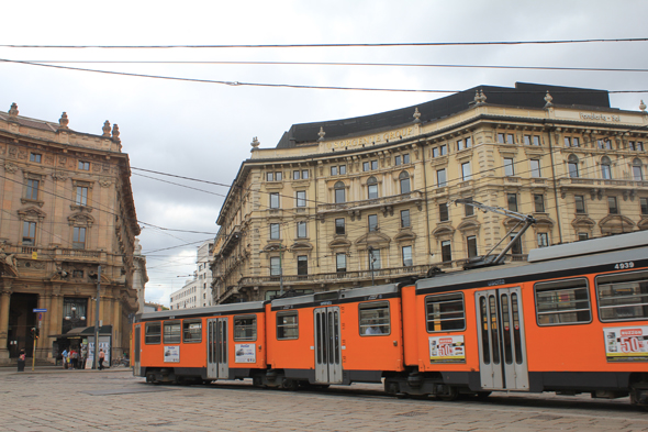 Milan, via Orefici, tramway