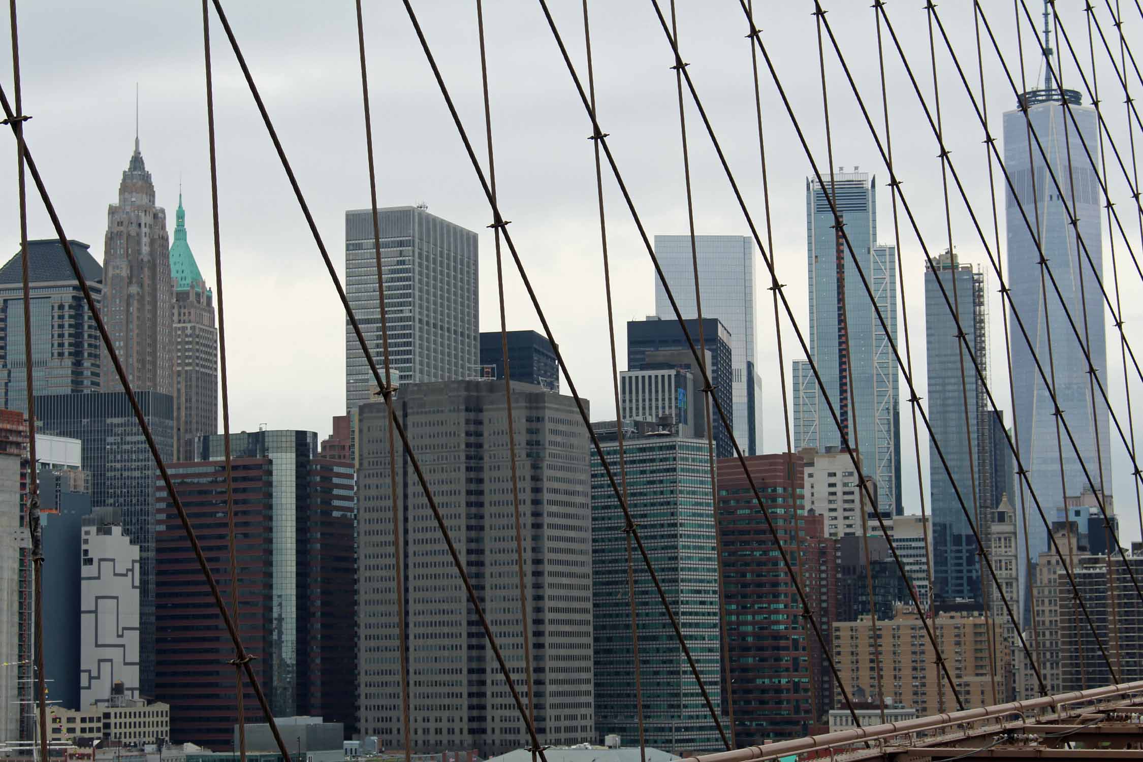 New York, pont de Brooklyn, cables, Manhattan