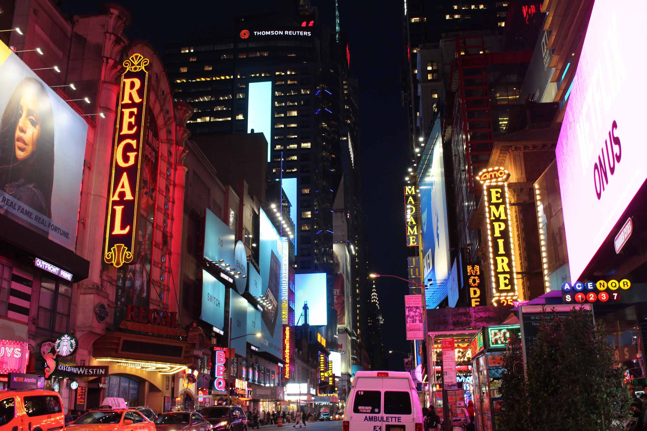 New York, Manhattan, 42nd street, night