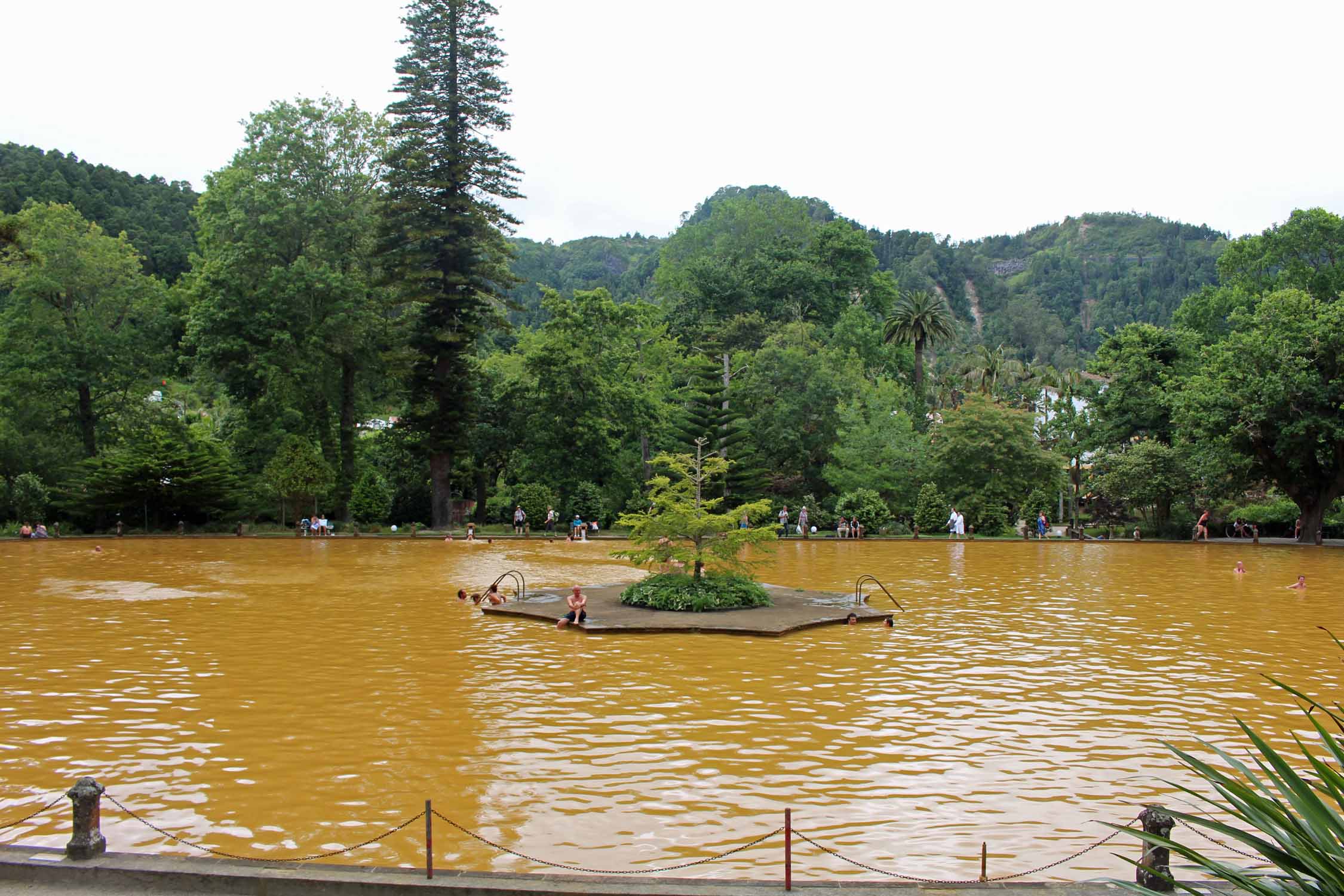 La grande piscine à Terra Nostra, Furnas, île de São Miguel, Açores