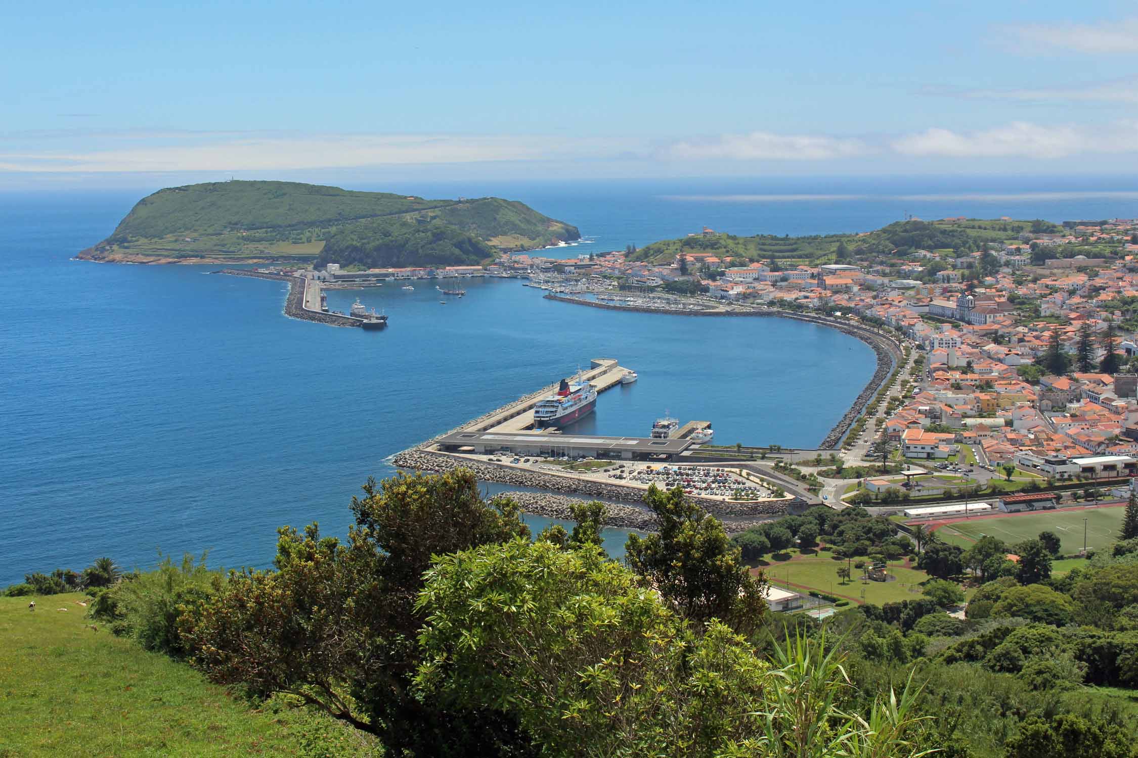 Açores, Île de Faial, Horta, port, vue