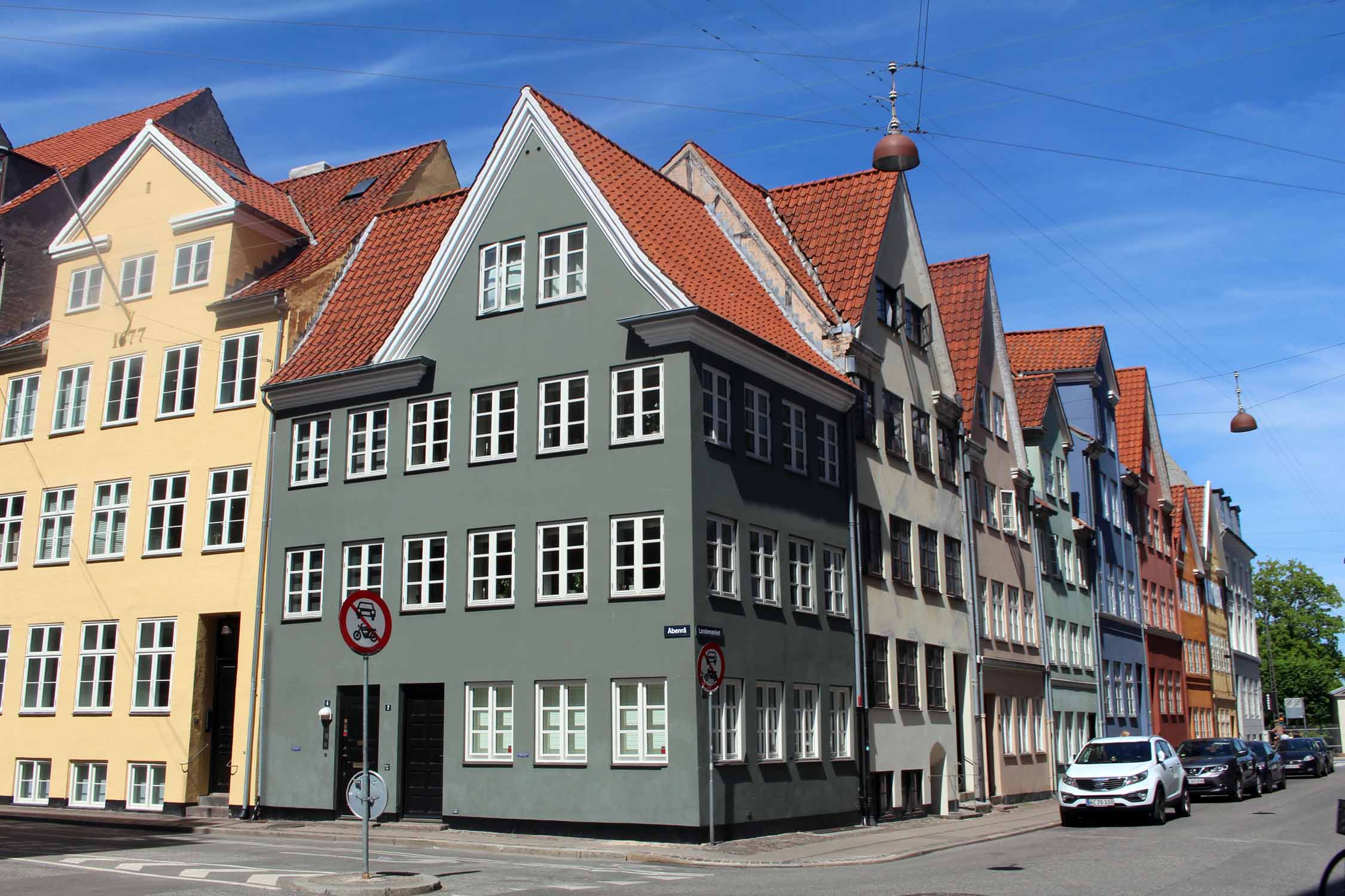 Copenhague, Landemaerket, maisons colorées