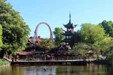 Copenhague, jardin de Tivoli, lac