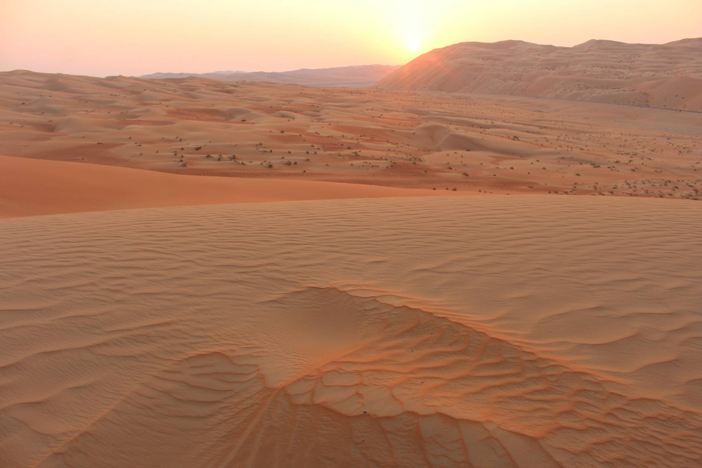 Coucher de soleil, d&eacute;sert de Liwa