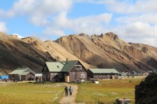 Islande, camp de Landmannalaugar, b&acirc;timents