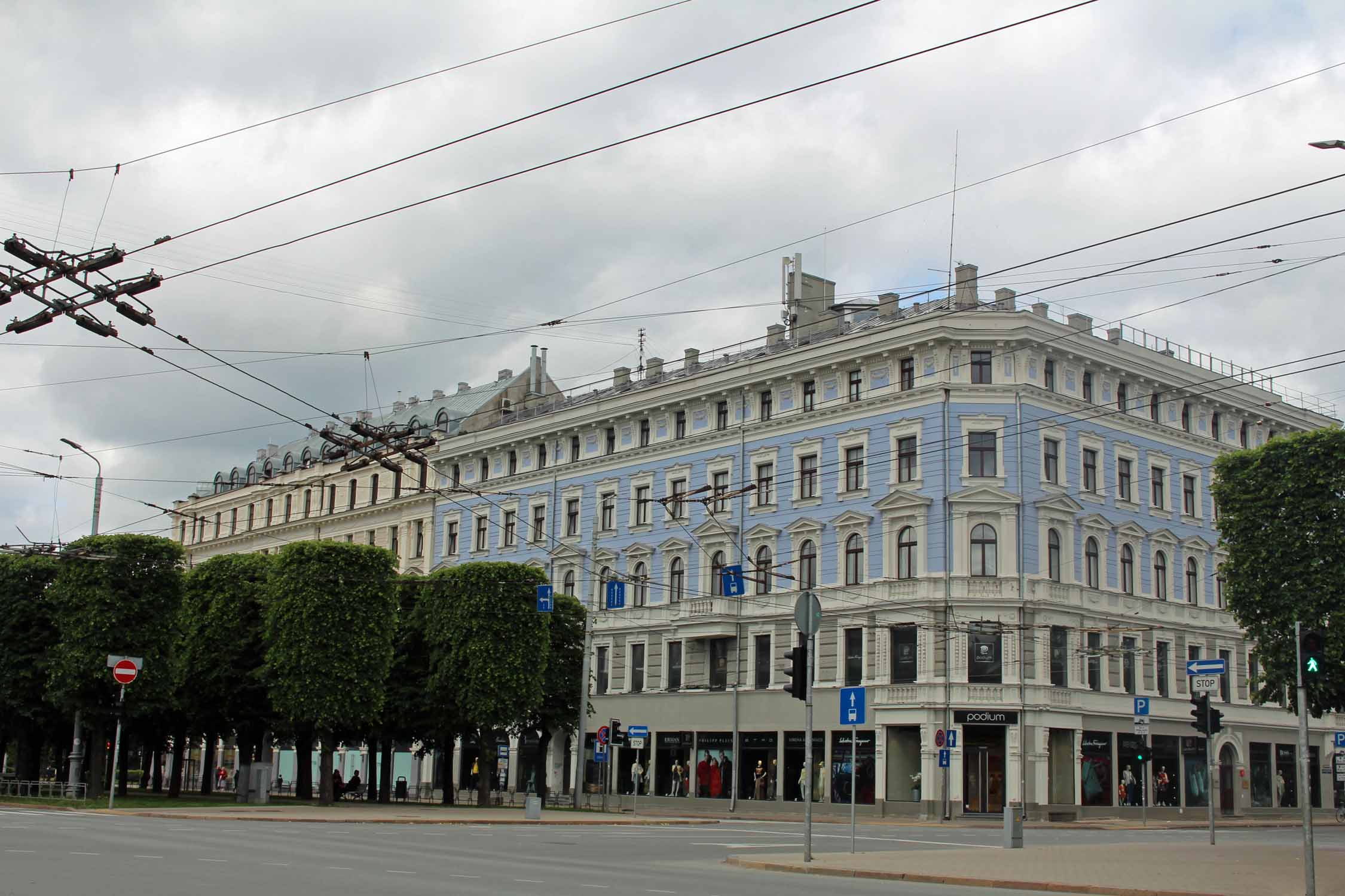 Riga, Art Nouveau, bâtiment bleu