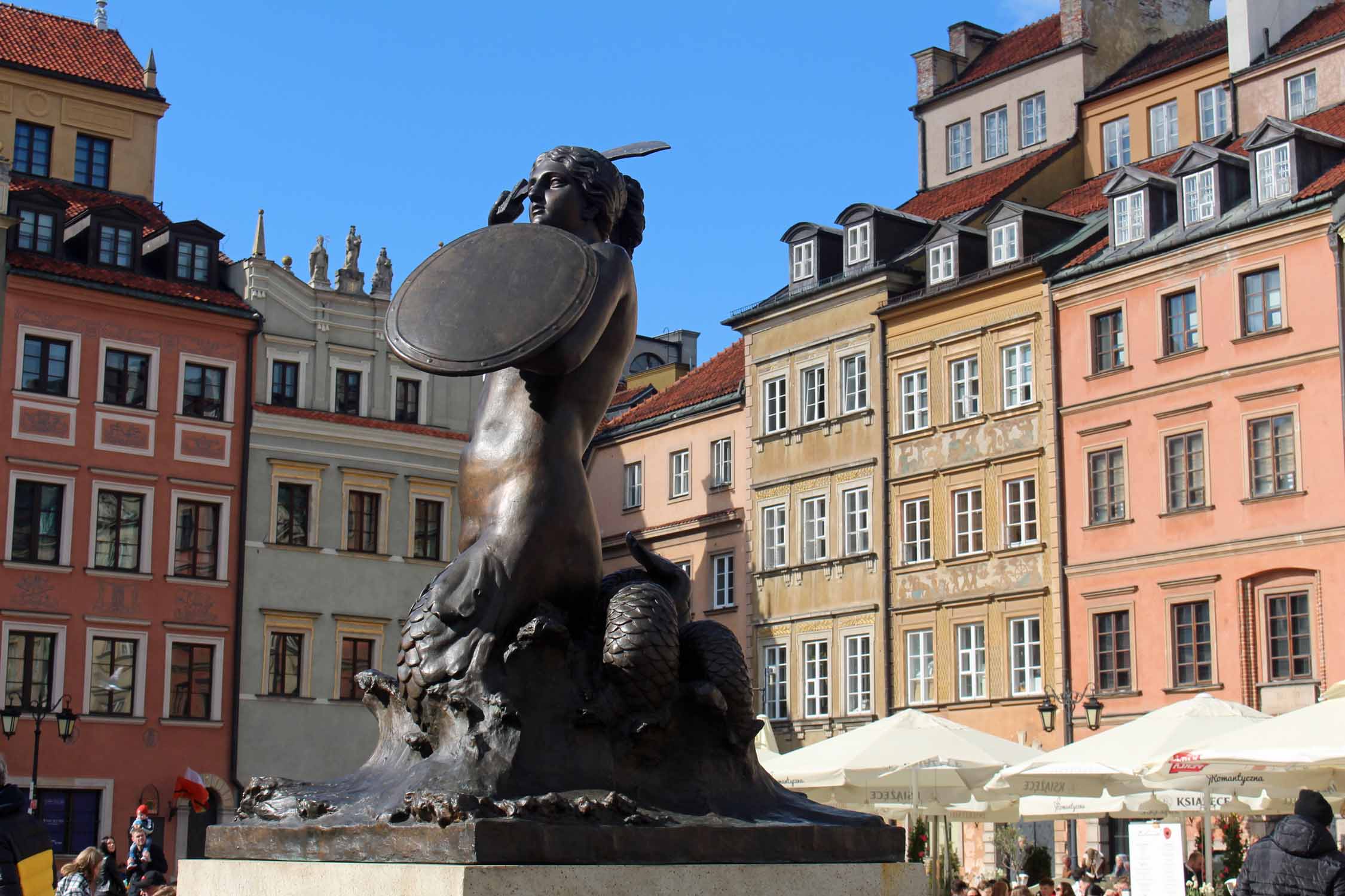 Varsovie, statue de la Sirène de Varsovie