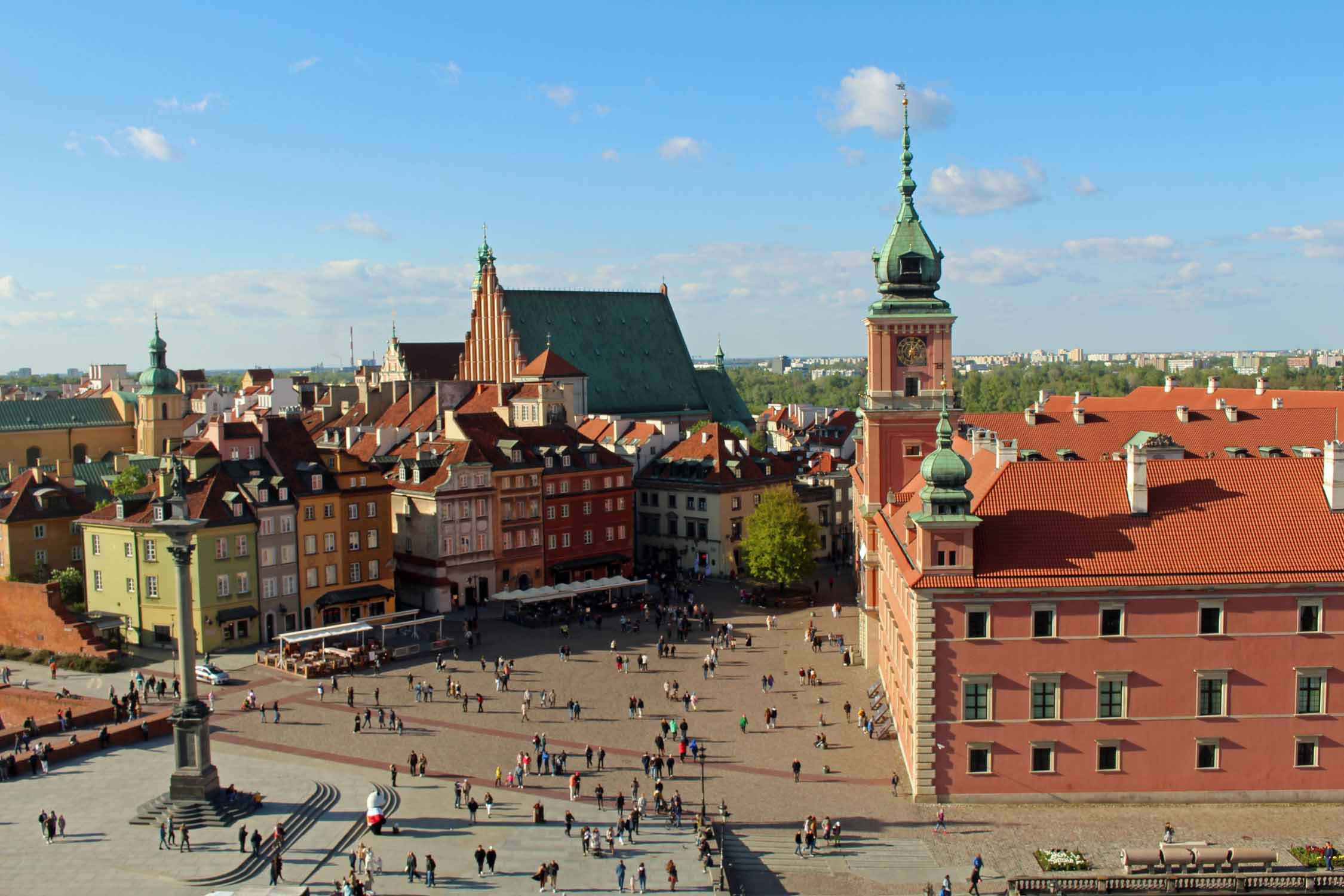 Place Zamkovy, maisons, panorama ,Varsovie