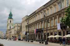 Varsovie, rue Krakowskie Przedmiescie, fa&ccedil;ades