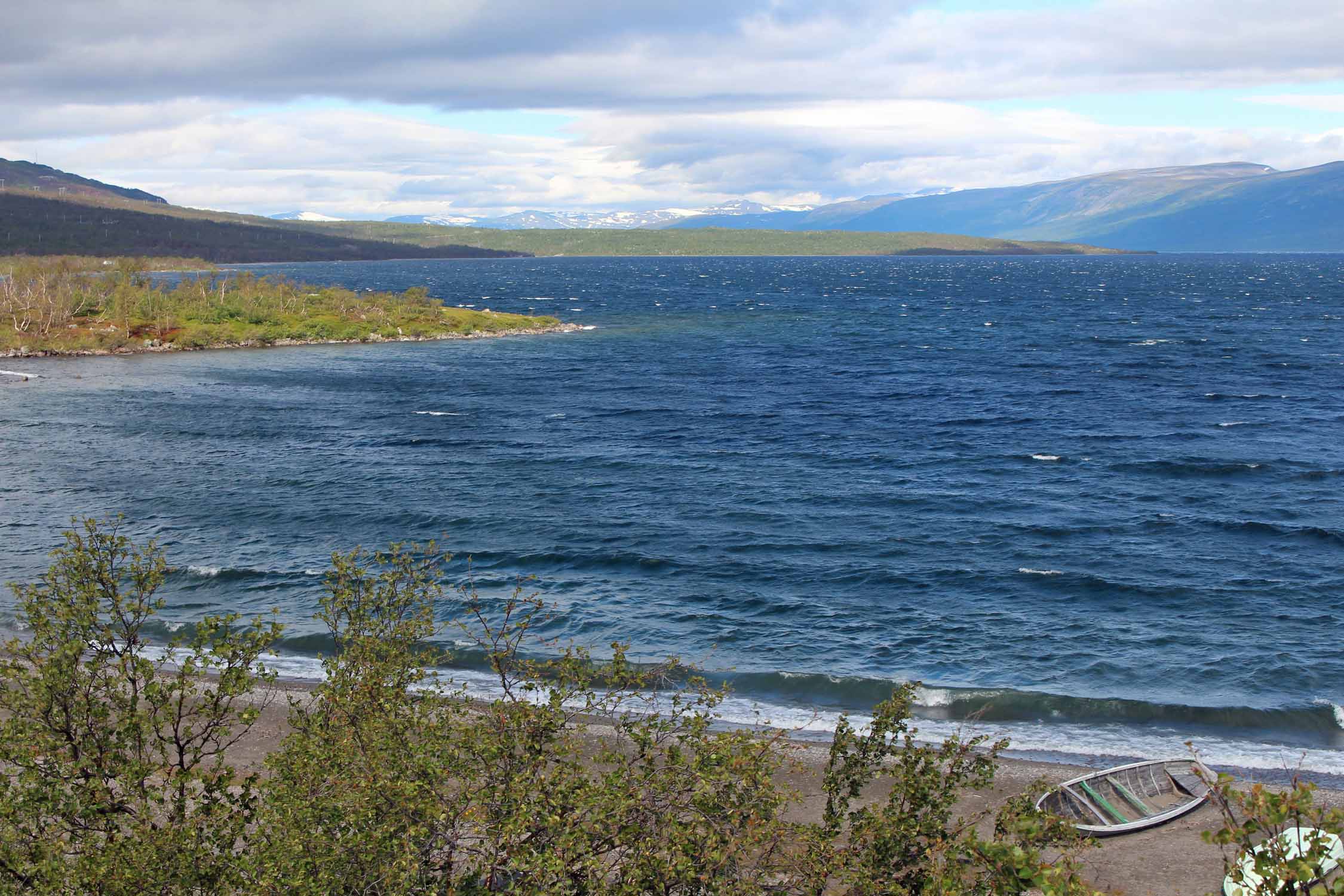 Laponie, Suède, lac Torniojarvi, plage