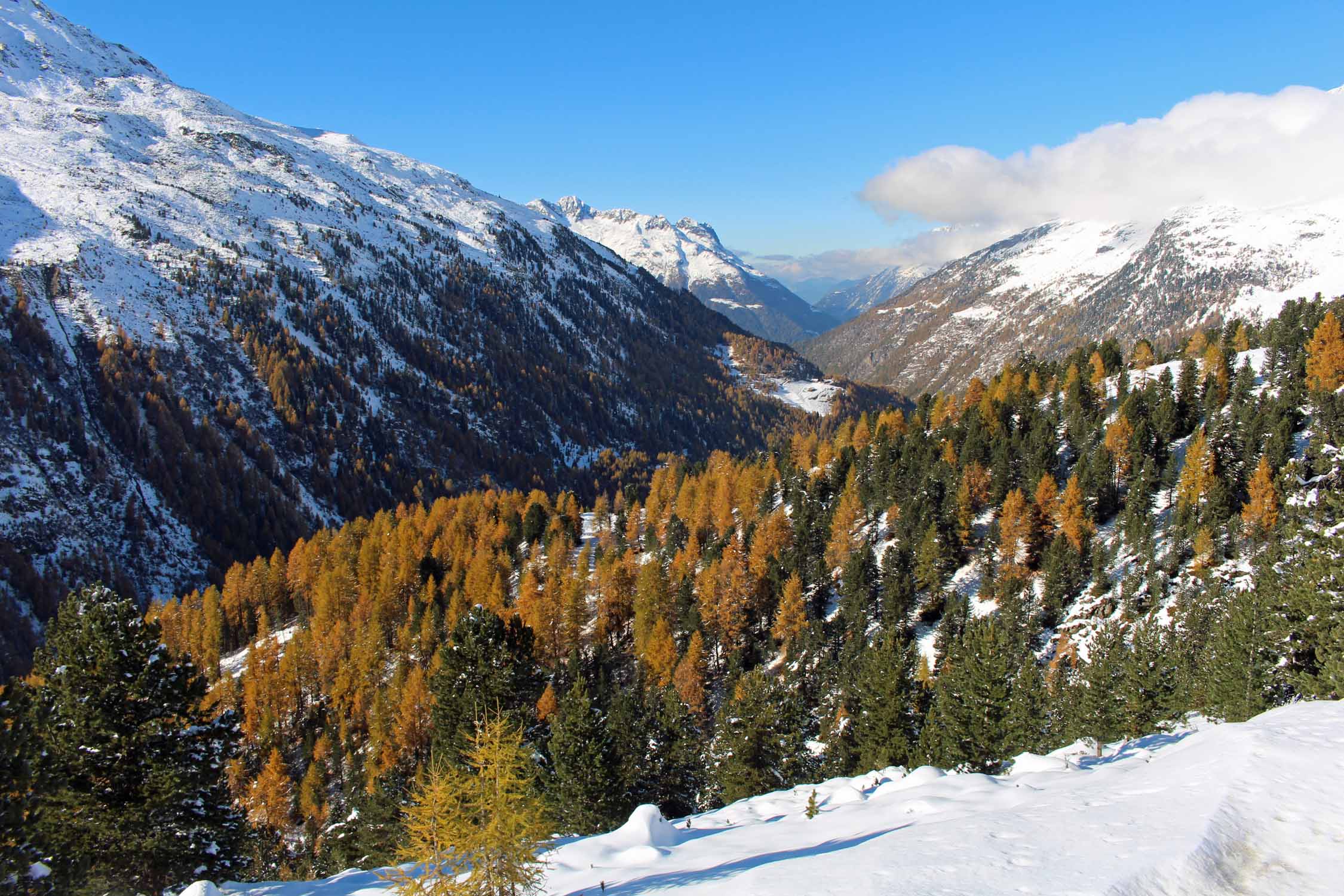 Paysage de la vallée d'Otztal sous la neige