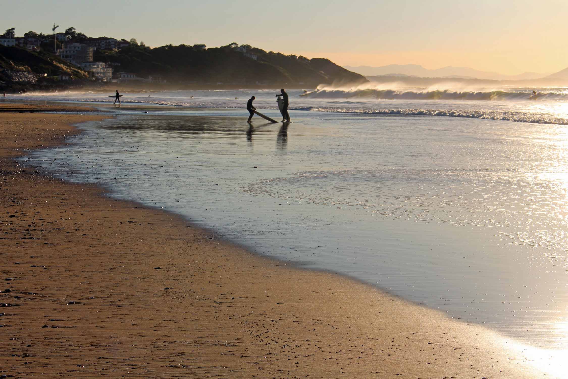 Bidart, plage, surfeurs