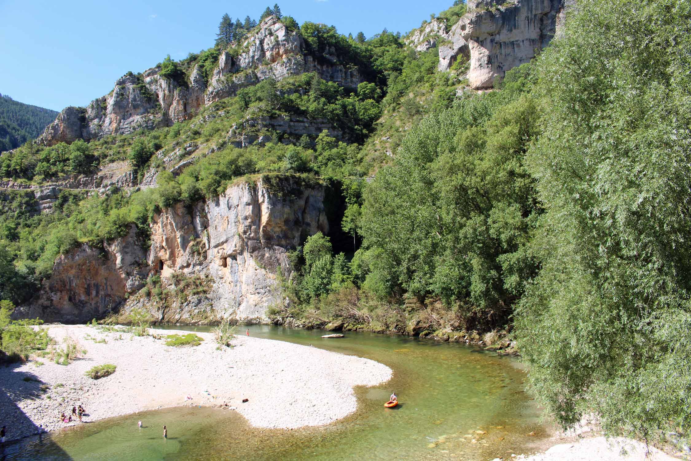 Gorges du Tarn, Sainte-Enimie, plage