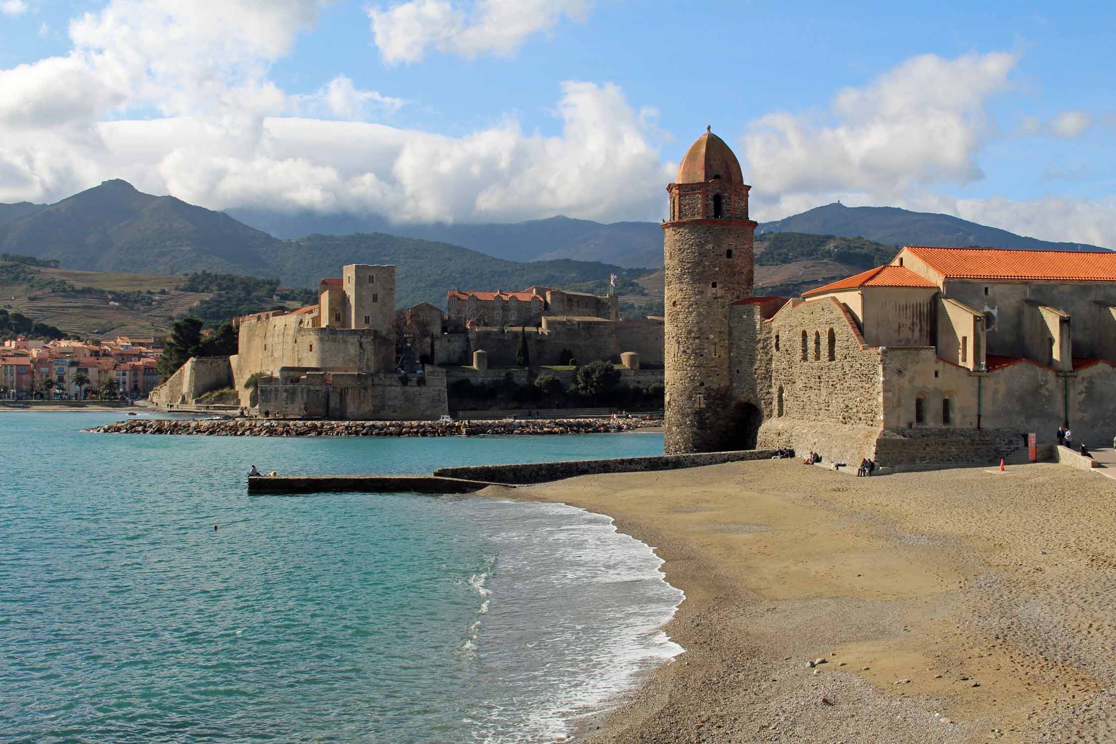 Collioure, plage, paysage