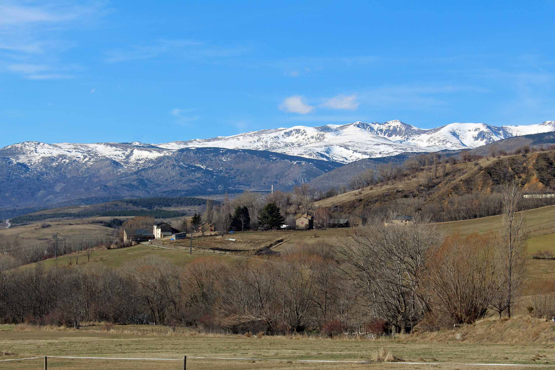 Llo, paysage, Pyrénées, neige