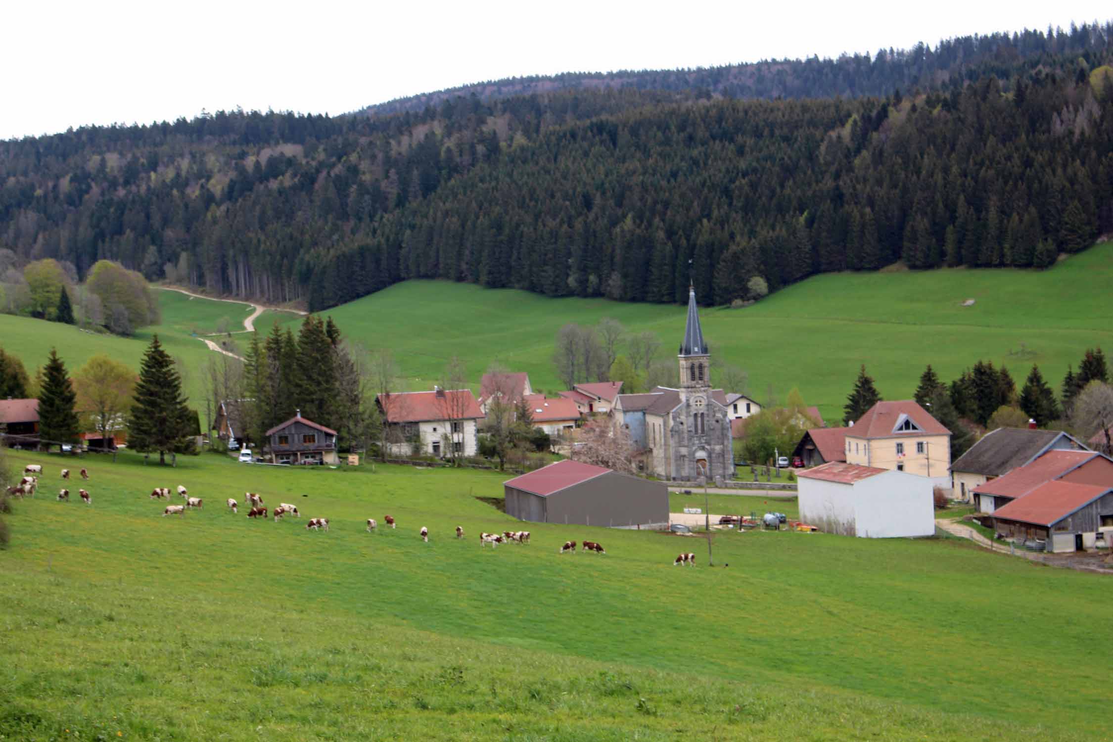 Doubs, paysage, village les Alliés