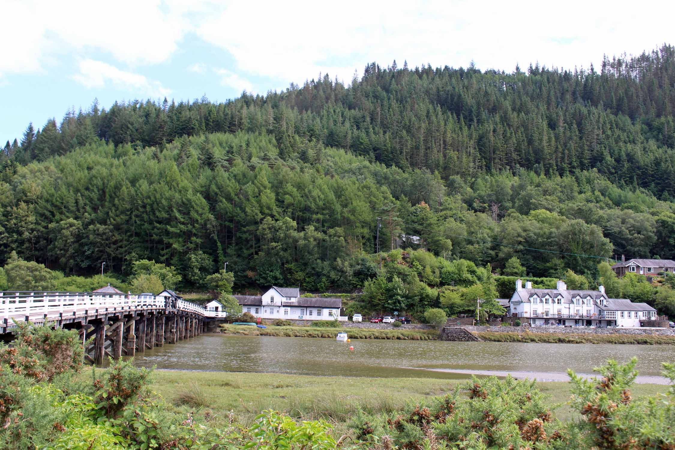 Pays de Galles, pont en bois, rivière Mawddach
