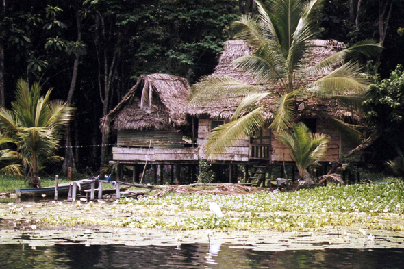 Guatemala, Rio Dulce, maisons traditionnelles