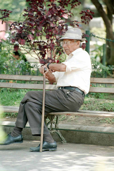 Un grand-père dans un jardin d'Antigua