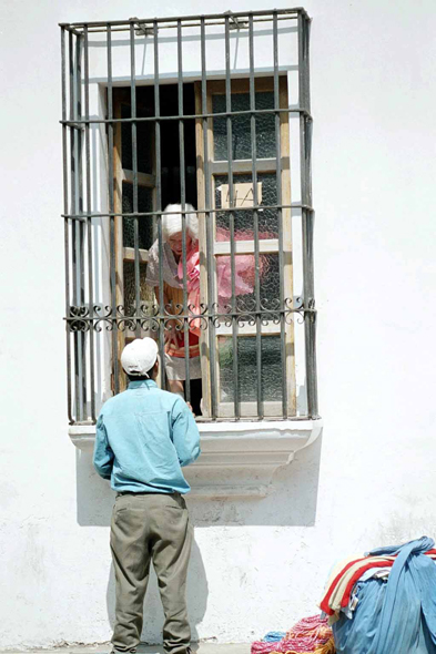Guatemala, Antigua, fenêtre, discussion