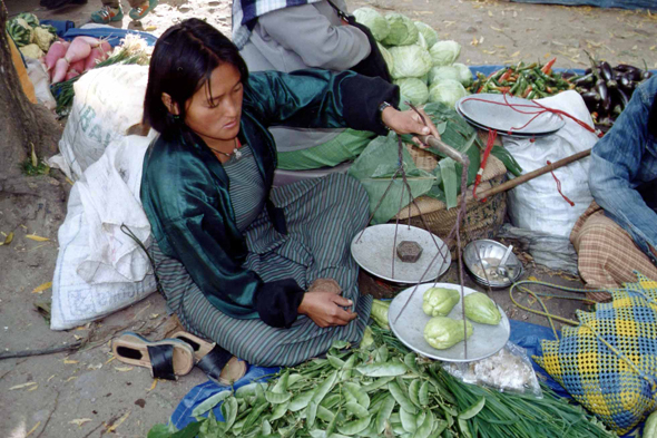 Thimphu, marché, vue