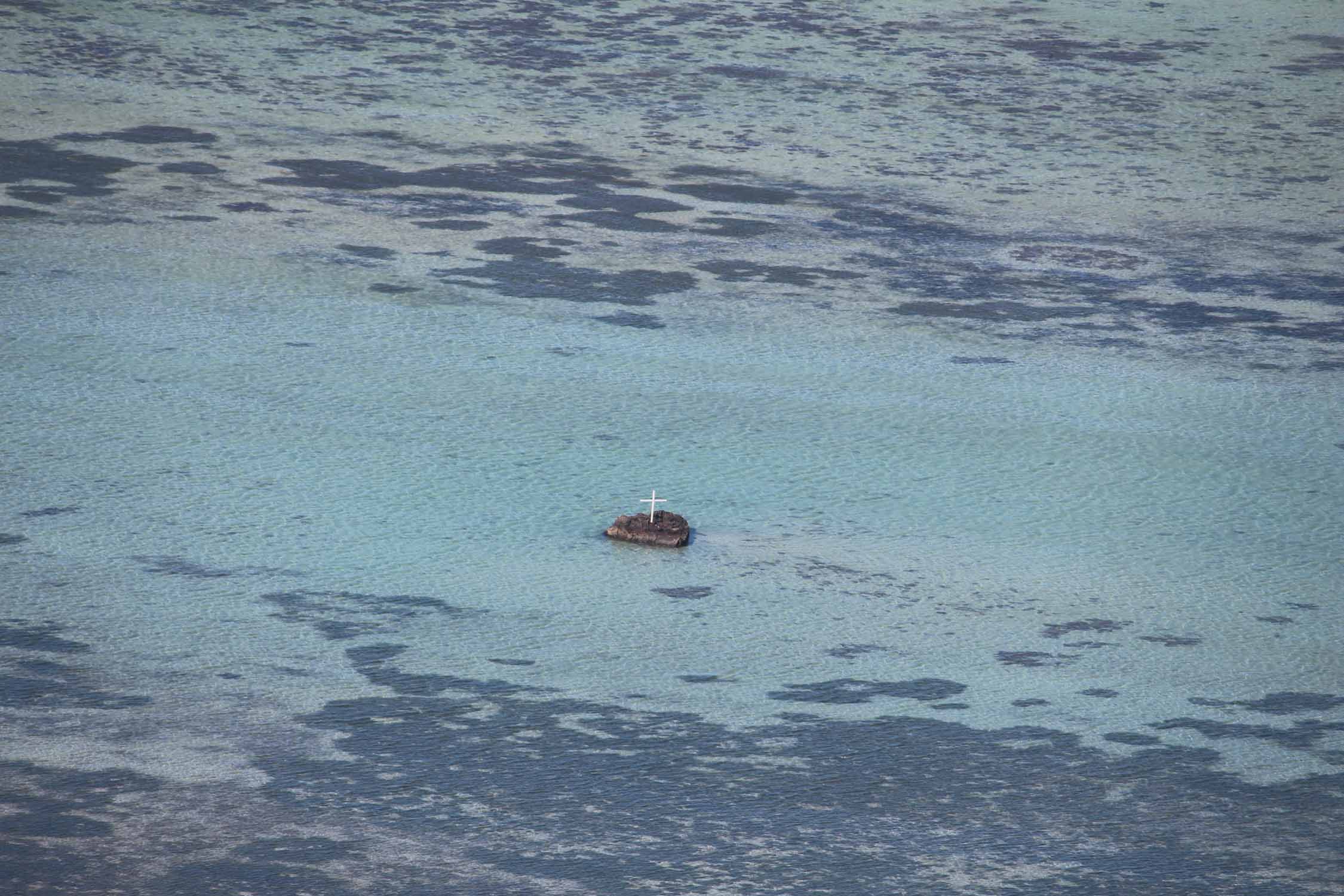 Ile Maurice, Le Morne Brabant, lagon, croix