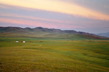 Vall&eacute;e de l'Orhon, coucher de soleil