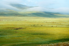 Vall&eacute;e de l'Orhon, lever de soleil