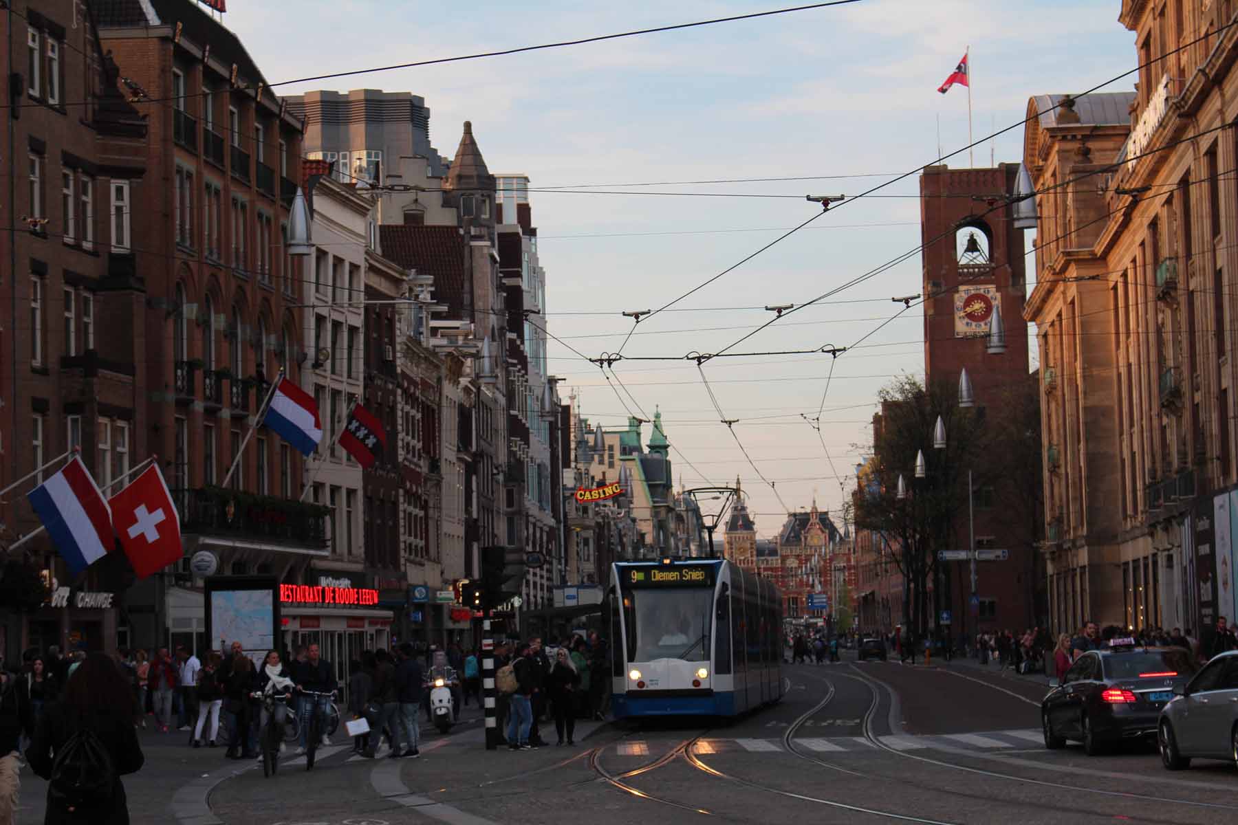 Amsterdam, vue, tramway, Damrak