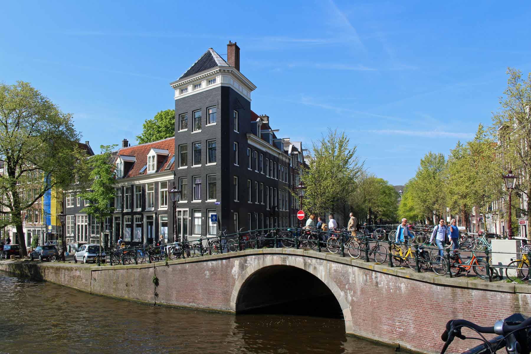 Amsterdam, pont, maisons, Prinsengracht