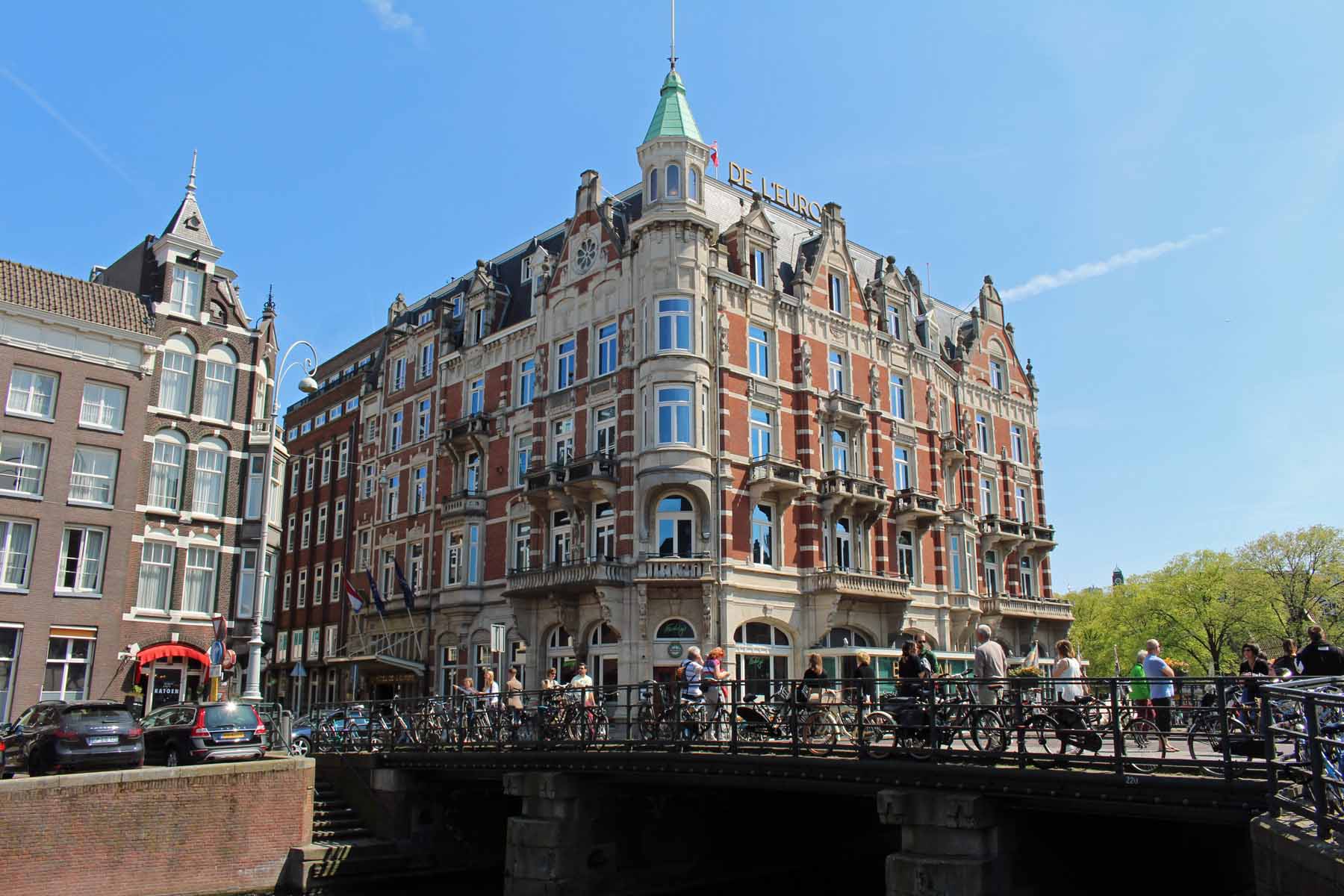 Amsterdam, pont, Rokin, café