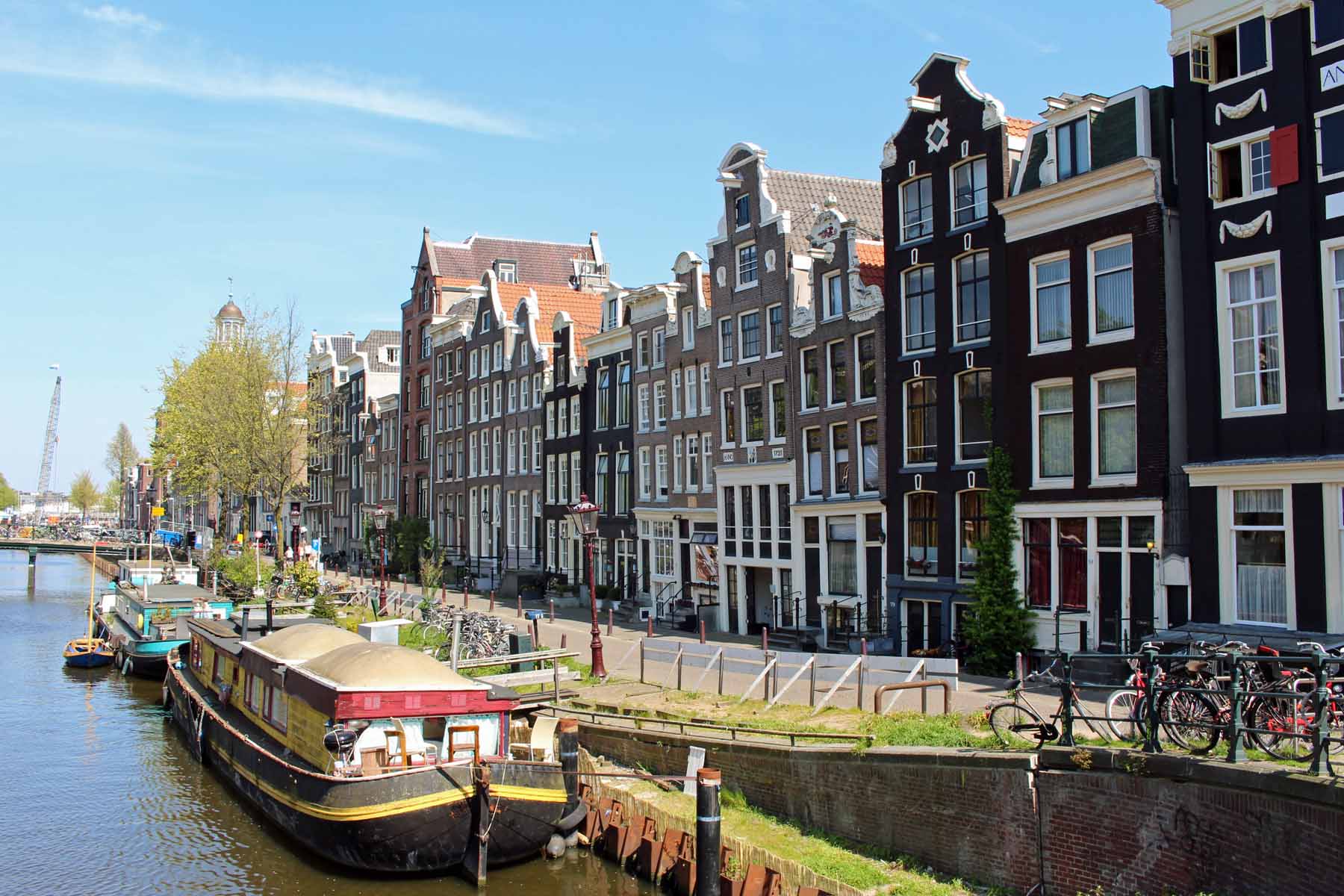 Amsterdam, Singel, péniche, maison