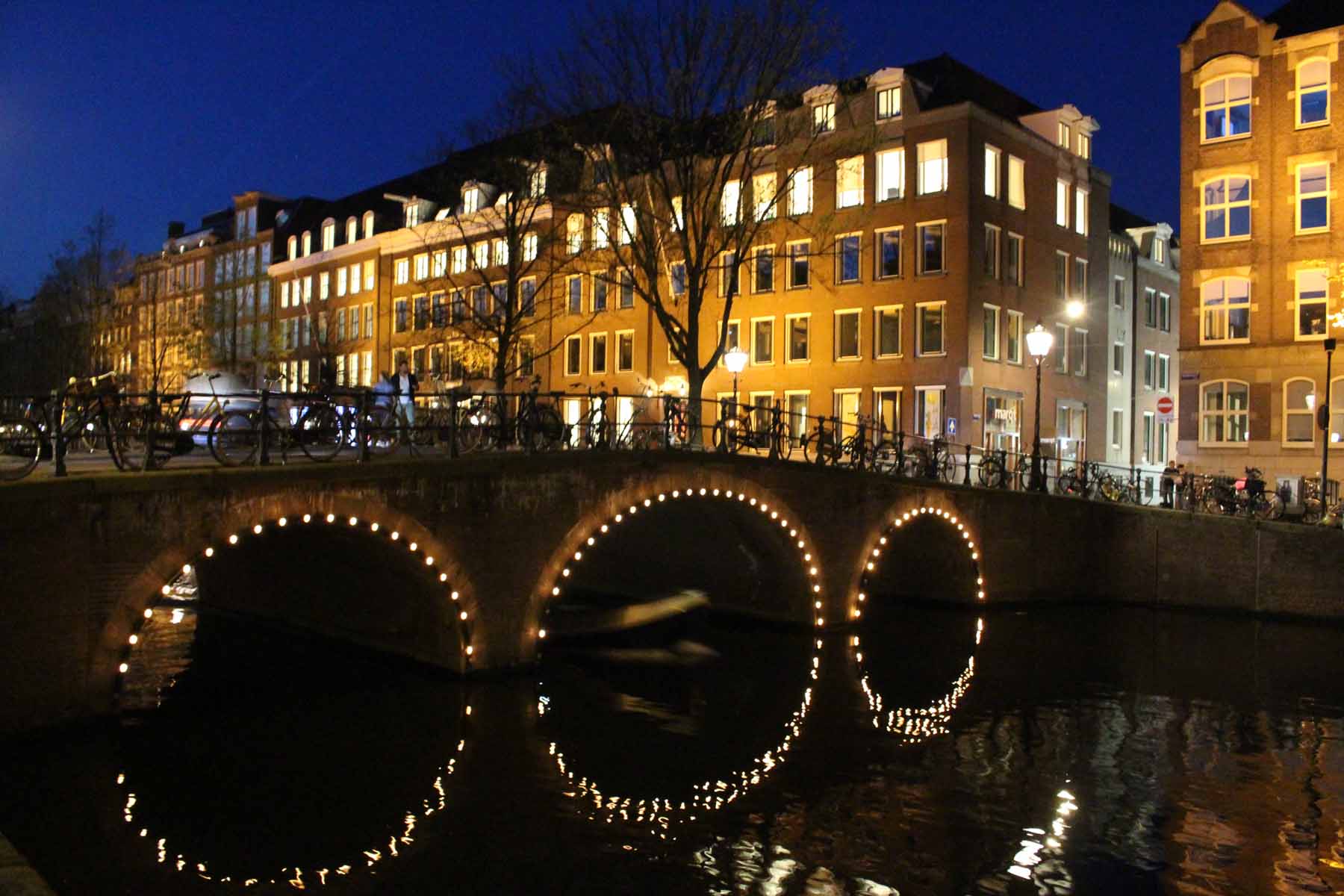 Amsterdam, pont, nuit, Prinsengracht