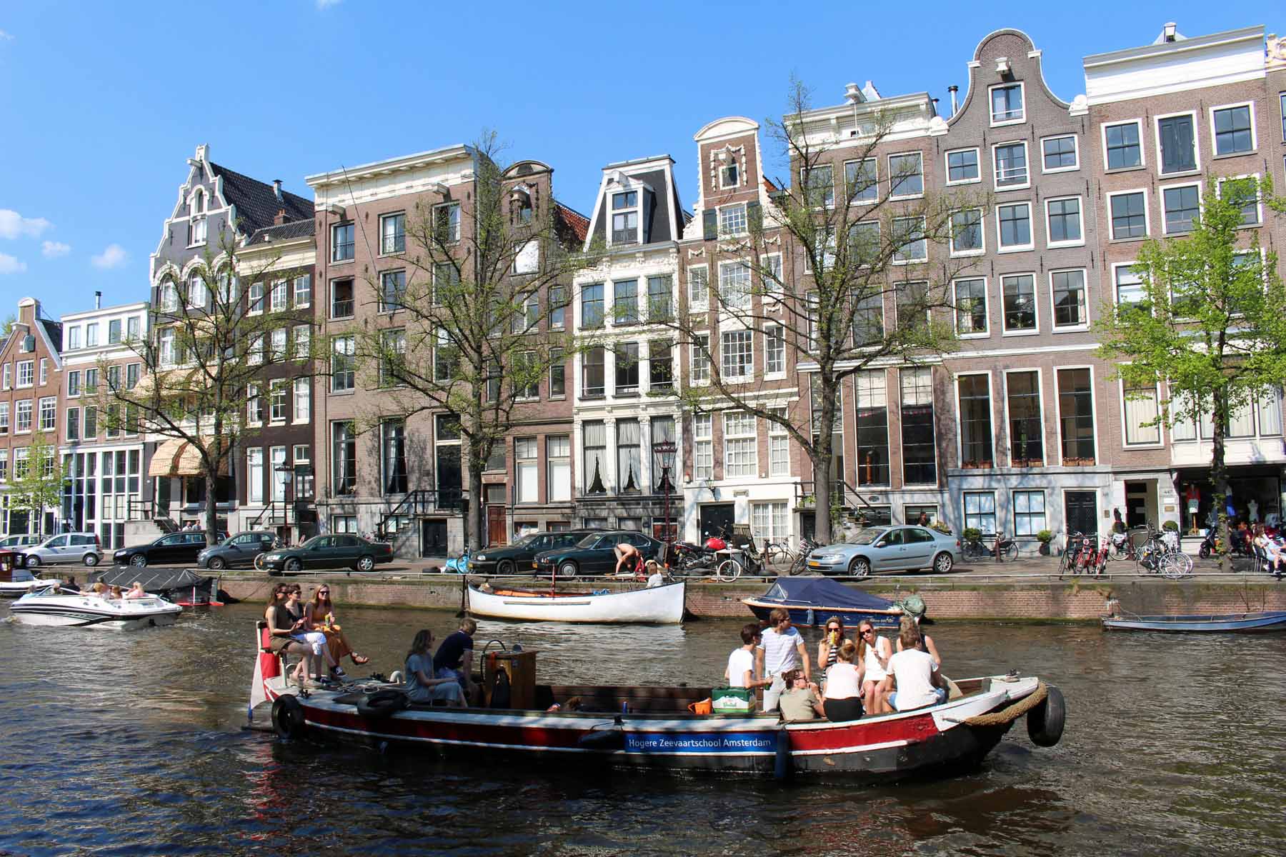 Amsterdam, bateau, fête, Keizersgracht