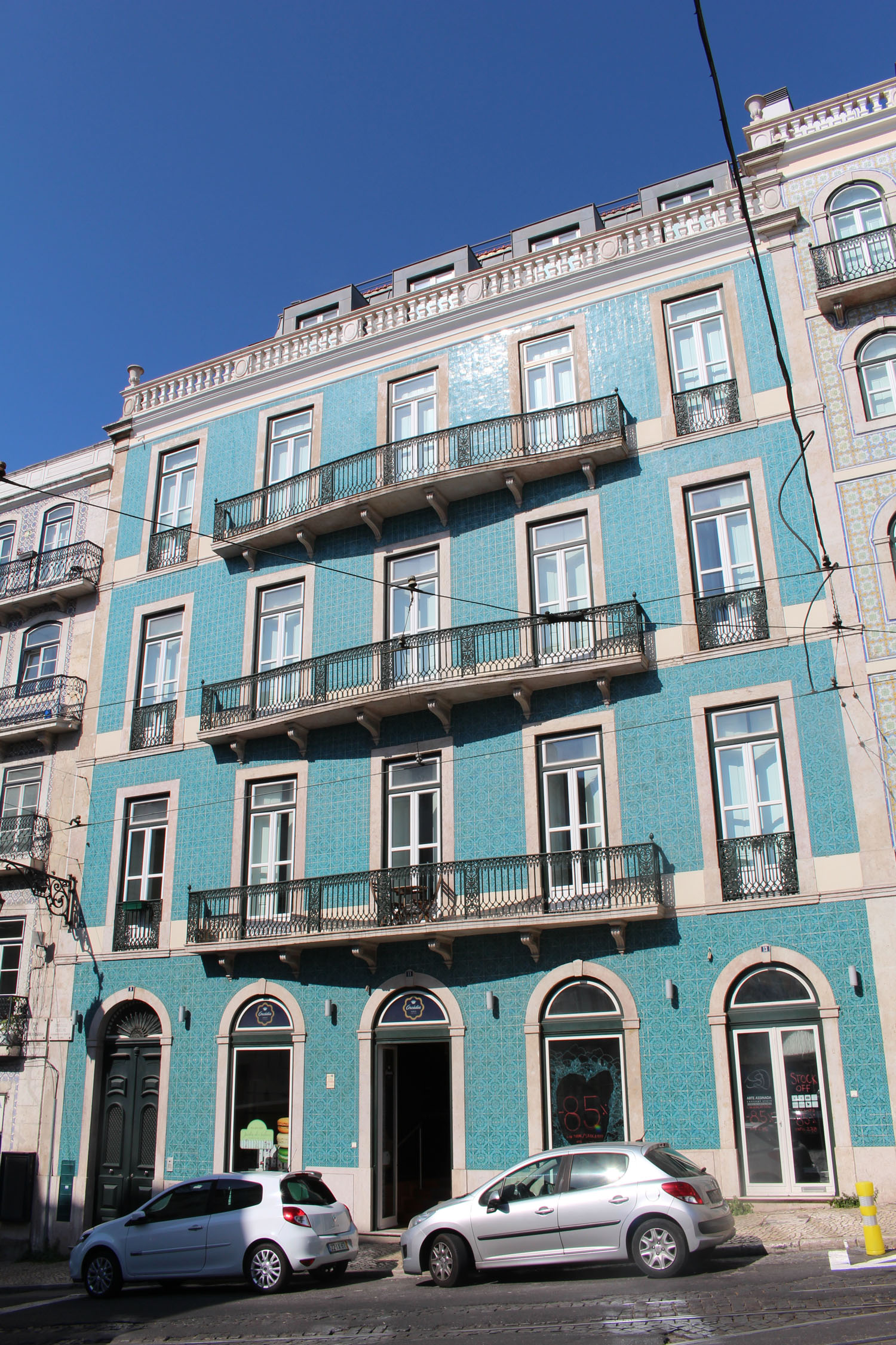 Lisbonne, rua Nova da Trindade, bâtiment bleu