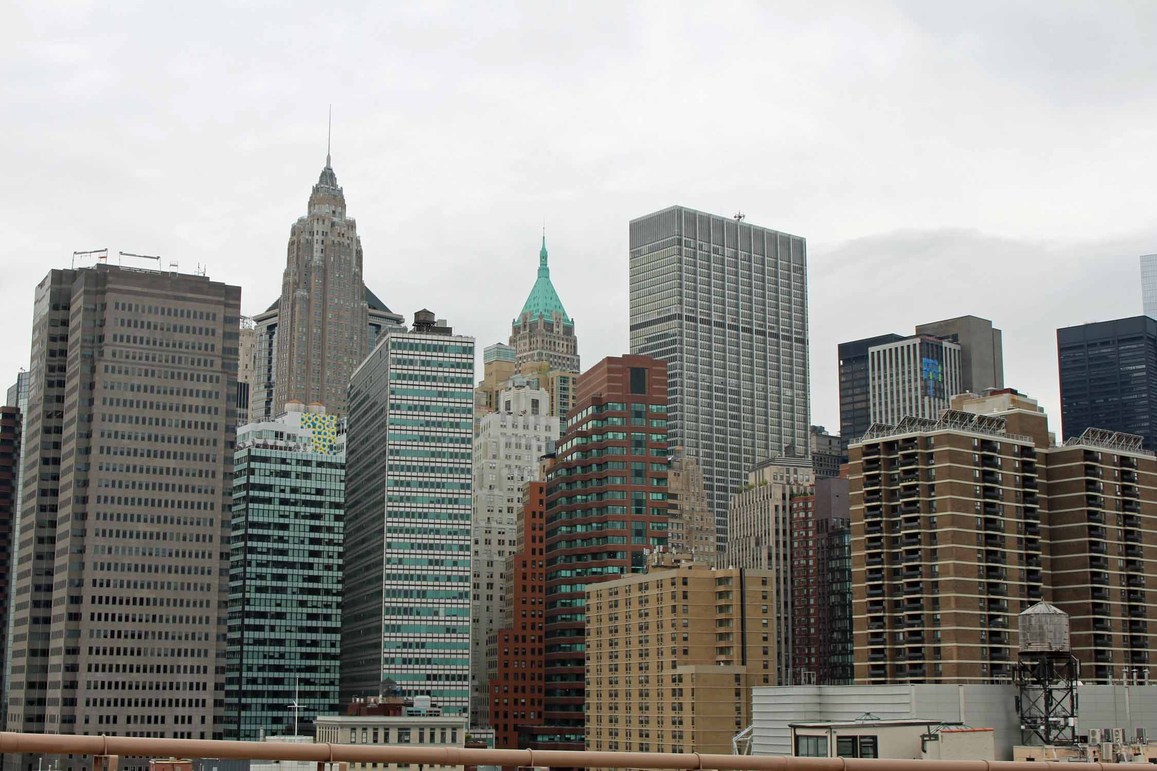 New York, tours de Manhattan, vue du pont de Brooklyn